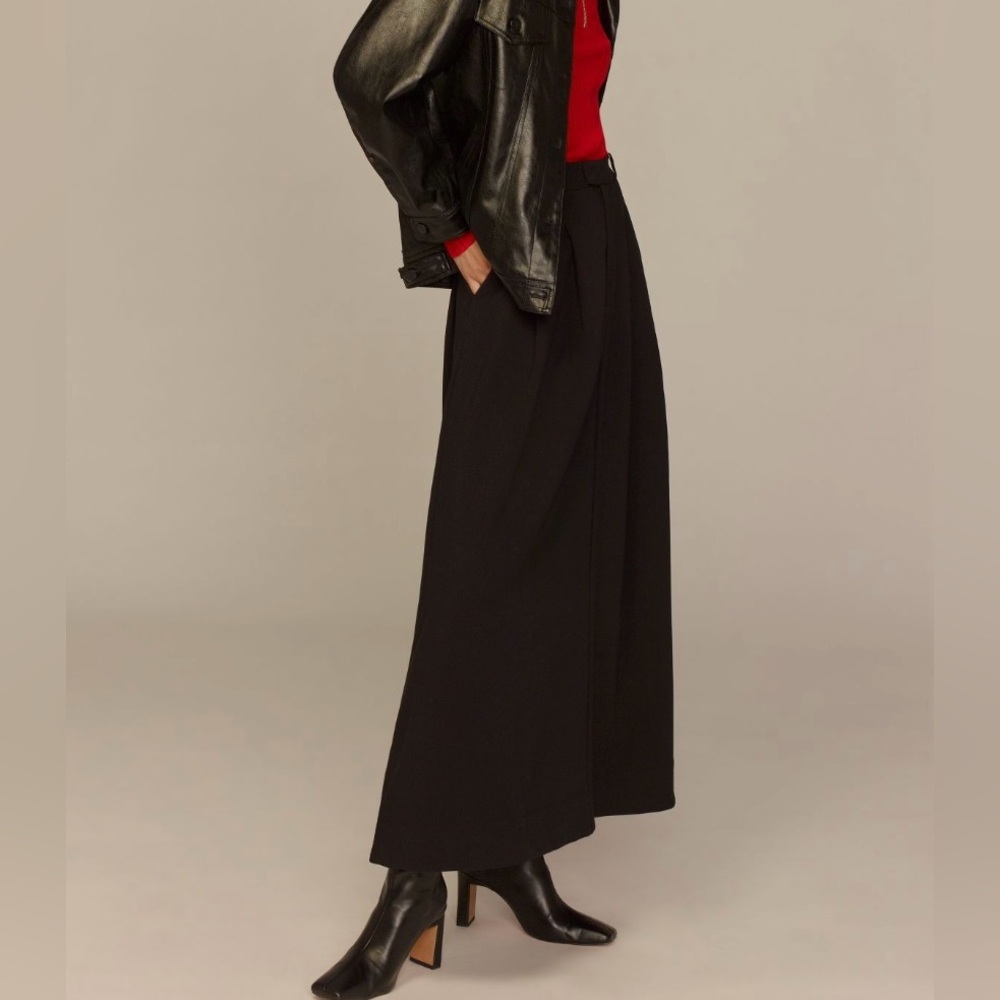 Anthropologie Maeve Avery Black Pleated Maxi Skirt 14 NWT runs a bit small - Picture 2 of 9